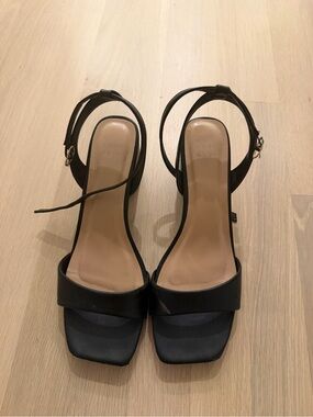 Target Black Ankle-Strap Square-Toe Heels